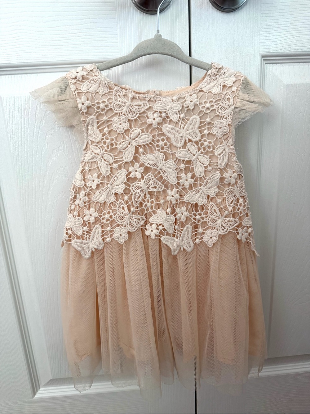 United Colors Of Benetton Girls Lace & Tulle Dress - Cream
